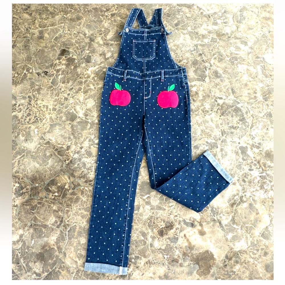 Gymboree Apple Dot Overalls Denim Teachers Favorite School Polka Dot Bib Size 8